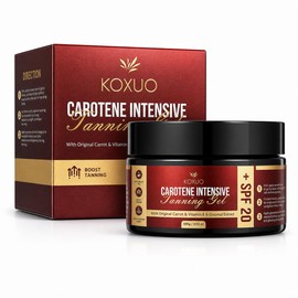 Carotene Tanning Gel for Deep Natural Tan – Tanning Accelerator with Coconut Oil, Carrot Extract & Vitamin E – Bronzing Body Moisturizer for Indoor & Outdoor Use 100g