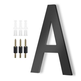 DEWEL House Letters for Outside, Large Floating Modern House Address Letter 8 Inch with Nail Kits for 911 Visibility Signage and Outside Decor, Black (Letter A)