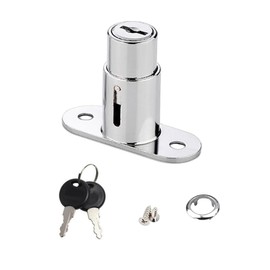 Furniture Lock, Cabinet Lock, Cylinder Furniture Lock, Push Lock for Drawer, with Key Set for Filing Cabinets, Cabinet Doors, Showcases, Drawers and Cabinets Accessories (Silver, 1 Piece)