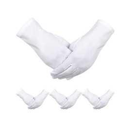 Sumind 4 Pairs Adult Uniform Gloves Spandex Gloves Dress Glove for Police Formal Tuxedo Guard Parade Costume, 22 cm x 13 cm, White