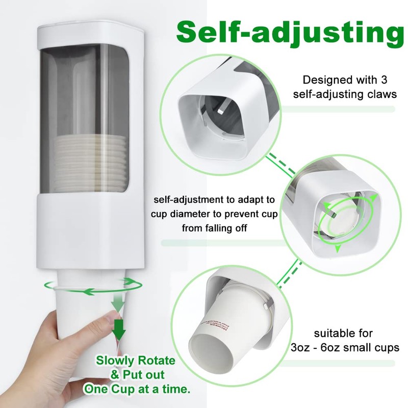 Cup Dispenser Wall Mounted Bathroom Cup Holder, 3oz-5oz Disposable Paper