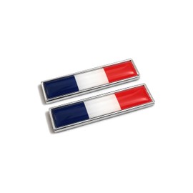 PTDecals Pack of 2 France Flag Metal Car Signs Sticker 3D Emblem National FR Tricolour Flag Badge Graphic Sticker for Universal Car Motorcycle Fender Skirts Trunk Sides 58 mm x 14 mm