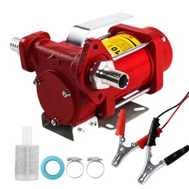 Fuel Transfer Pump 10GPM 12V Gasoline Transfer Pump, DC Automatic Gas Portable Fuel Transfer for Gasoline, Diesel, Kerosene and More, Red