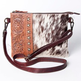 American Darling Cross Body Hand Tooled Hair on- Genuine Leather Western Women Bag Handbag Purse | Crossbody for Cute