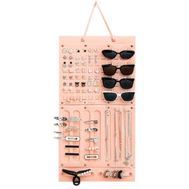 WALWAL Hair Bows Holder Organizer, Large Organizer Hanging Bag for Hair Accessories, Earrings, and Jewelry, Easy Wall & Door Hanging for Girls, Moms, Nursery & Kids’ Rooms (Pink)