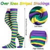 Zhzrche Mardi Gras Socks for Women Purple Gold Green Striped