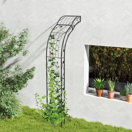 Happygrill Garden Arch Trellis, 2 Sides 8.2FT Metal Archway Pergola with 6 Styles & Sharp Ends for Climbing Plants Roses Vines, Heavy Duty Outdoor Arbor Trellis for Wedding Party Ceremony
