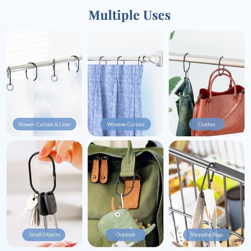Bathway Shower Curtain Rings, Bathway Shower Curtain Hooks, Black Shower