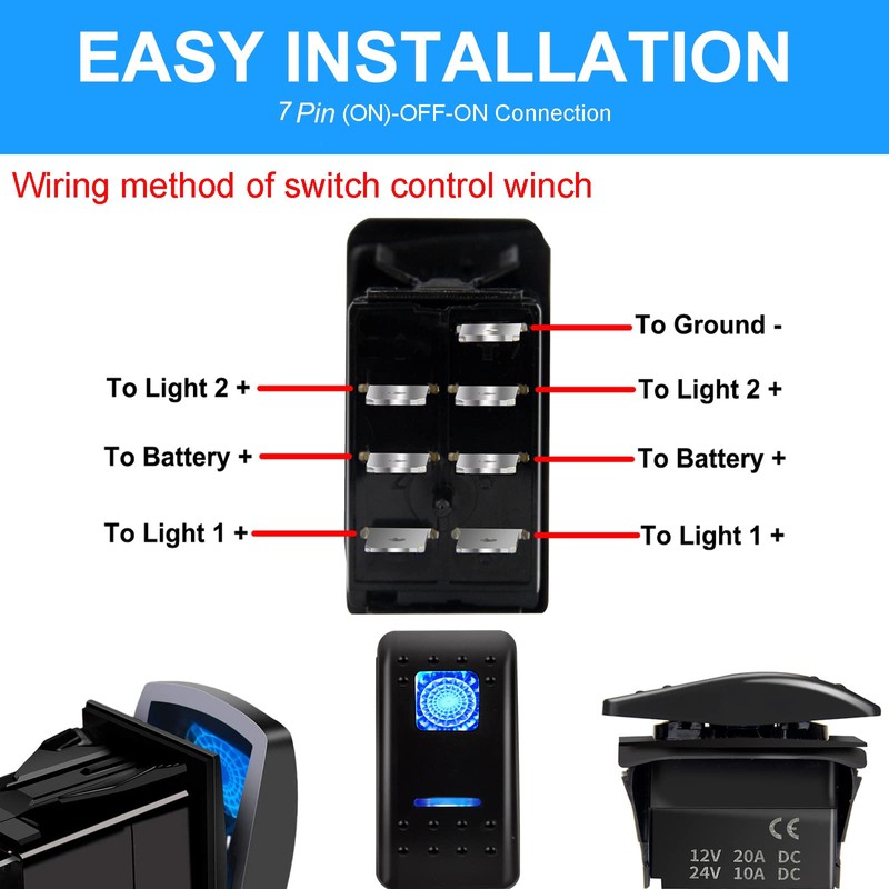 Momentary Toggle Switch 12V/ 20A 10A/ 24V, Rocker Switch for