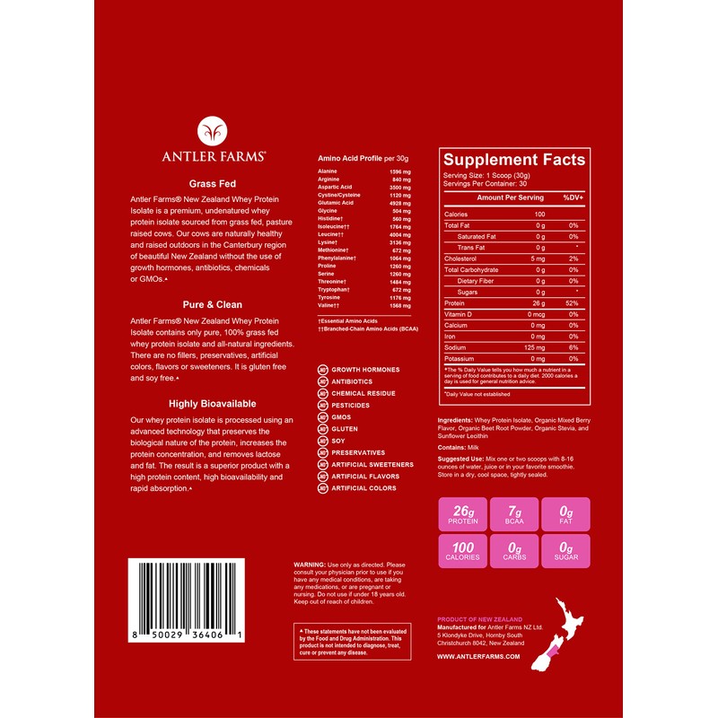 Antler Farms - 100% Grass Fed New Zealand Whey Protein