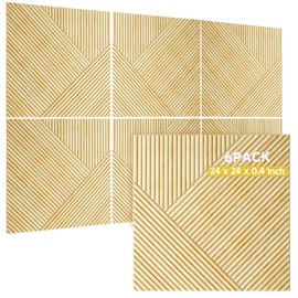 TO-TH Acoustic Wall Panels,6 Pack Total Size 72 x 48 Inches,Self-Adhesive Decorative Acoustic Panels for Wall and Ceiling,3D UV Printing with Wood Look,Natural Oak