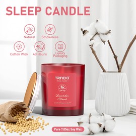 TRINIDa Aromatherapy Candle – Soy Candles Non Toxic with Pink Crystal, Natural Soy Wax Candles for Women, Long Lasting Relax Candles with Lavender, Marjoram & Jasmine Essential Oils