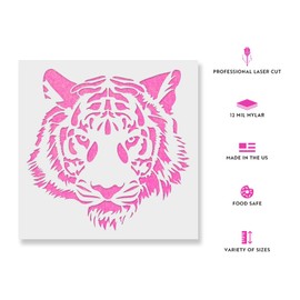 Tiger Head Wall Stencil - Animal Face Stencil