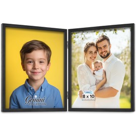 Icona Bay - 8x10 Double Picture Frame - Black - Sturdy Hinged Folding Dual Sided Frames - Vertical Photo Display for Desktop or Table Top - Durable Wood Composite Frame - Gemini Collection