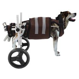Upgraded Dog Wheelchair for Back Legs - Adjustable Rear Support with Heavy-Duty Bearings, Reflective Safety Strips, Lightweight Frame for Disabled/Injured Small Dogs (Gray+Brown)