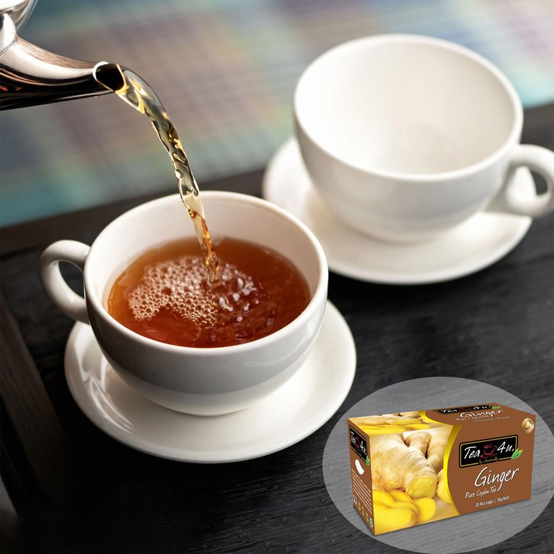 Tea4U Flavored Black Ceylon TeaBags (Ginger) - Ideal Quality from