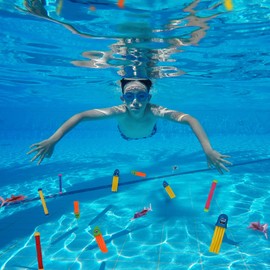 TOPWAYS Pool Diving Toy Set 5 Diving Pirates Diving Torpedoes Swimming Underwater Pool Training Toys Diving Games Training Children's Gifts (Diving Pirates)