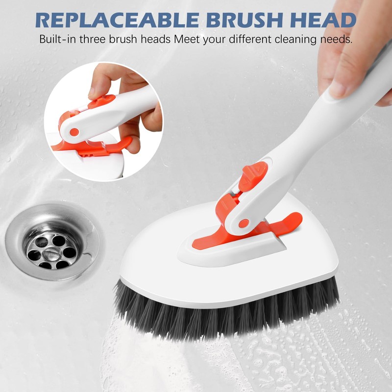 SetSail 4-in-1 Tile Tub Floor Scrubber with 52-inch Adjustable Long