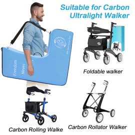 Carbon Ultralight Rollator Walker Travel Bag，Packing Bag-Ultralight, Durable, Portable ，Adjustable Shoulder & Hand Straps | Fits All Models for Carbon Fiber Walker,Carbon Rollator Accessory (Blue)