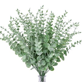 CEWOR 36pcs Eucalyptus Stems Decor 14.1 Inch Artificial Eucalyptus Leaves Fake Greenery Branches for Wedding Centerpiece Flower Floral Arrangement Farmhouse Spring Home Decoration