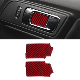 YAMUDA Compatible with 2PCS Carbon Fiber Sticker Car Door Handle Decoration Protection Accessories for Mustang 2015-2020(Red)
