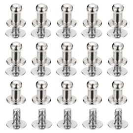 sourcing map 4 mm Ball Head Bolt Rivets Screws Back 15 Pack Round Head Button Nipple Rivets for Crafts Leather Craft Handbag Belt Silver Tone