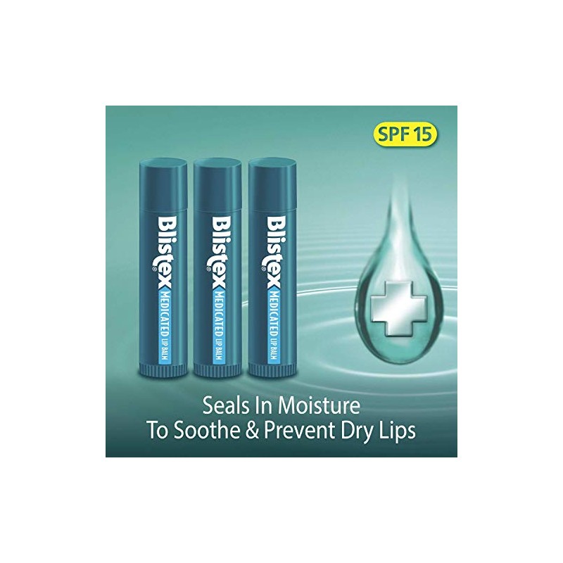Blistex Bálsamo labial medicado, 0.15 onzas, 3 unidades (paquete de