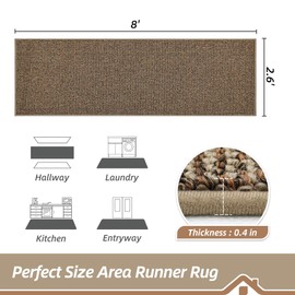 BEQHAUSE Hallway Runner Rugs 2.6x8, Hallway Rug Non-Slip Washable(Rolled-Up NO Creases), Runner Rug Absorbent Stain Resistant Hall Rug Carpet Runner, Entryway Rugs Floor Mat Laundry Room Rugs, Taupe