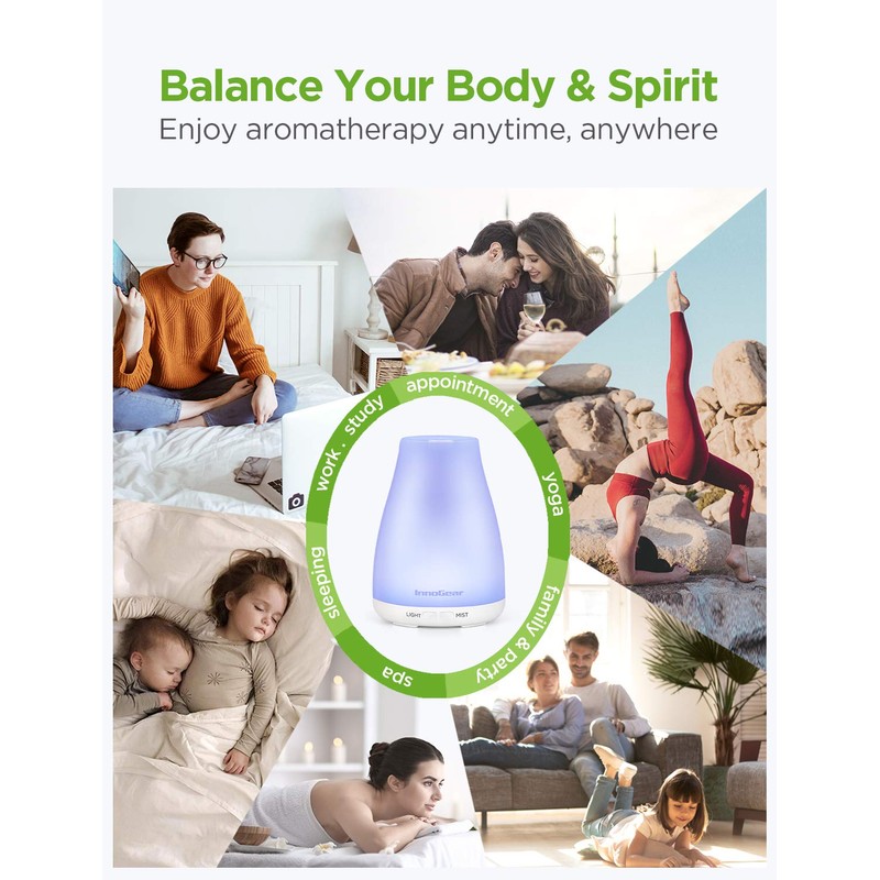 InnoGear Essential Oil Diffuser, 2 Pack Premium 5-in-1 Aromatherapy Humidifiers