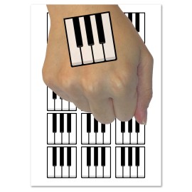 Sniggle Sloth Piano Keys Music Temporary Tattoo Water Resistant Fake Body Art Set - 15 2-Inch (1 Sheet)