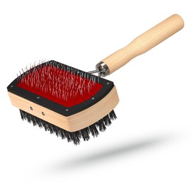 Naturasan Heavy Duty Sheepskin/Lambskin Rug Brush, Deshedding Tool & Pet Grooming Brush for Cats & Dogs