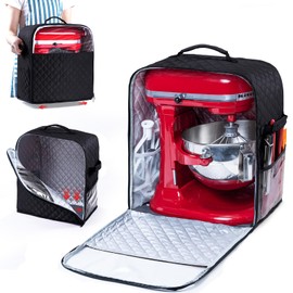 BAGSPRITE Stand Mixer Cover with Appliance Sliders Base Compatible with KitchenAid Mixer-Storage Bag for 6/7/8 Quart with Pockets for Kitchen Aid Accessories and Attachments