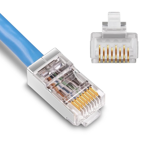 Shielded Cat6 RJ45 Connectors - iGreely 50-Pack Gold Plated RJ45