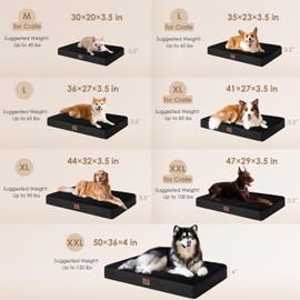 EHEYCIGA Orthopedic Medium Dog Beds for Small Dogs with Removable Washable Cover for Crate, Black, 30x20
