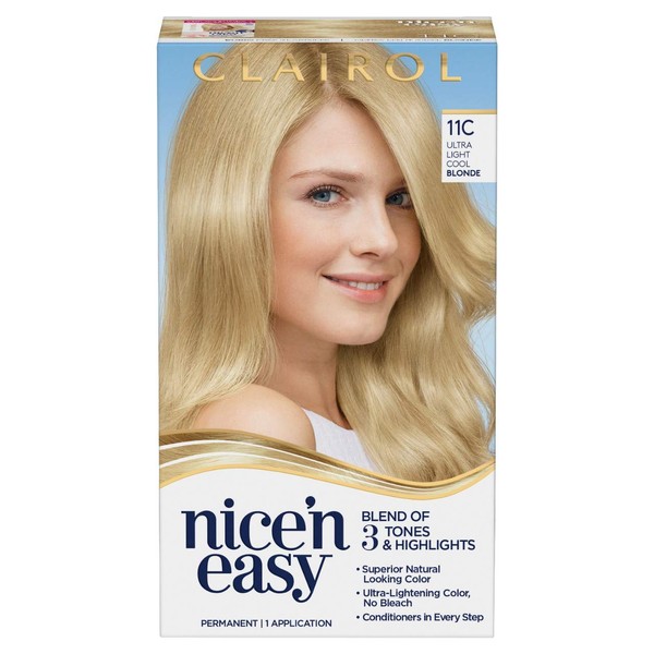Clairol Nice'n Easy Permanent Hair Color, 11C Ultra Light Cool Blonde, Pack of 1