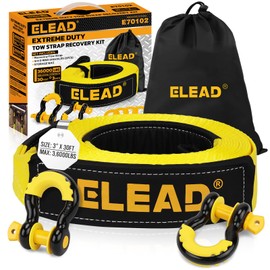3" x 30Ft Recovery Tow Strap Heavy Duty with Hooks - 36000 LBS Break Strength, 3/4 D Ring Shackles (2pcs), Emergency Recovery Strap Tow Rope for Truck, SUV, ATV Offroad Vehicle