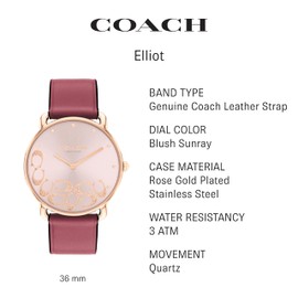 Coach Elliot Women's Watch | Elegant and Sophisticated Stles Combined | Premium Quality Timepiece for Everyday Wear | Water Resistant | (Model 14504338)