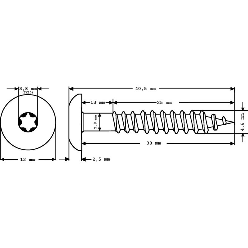 Meisterling® Facade Screws Stainless Steel V2A 4.8 x 38 mm