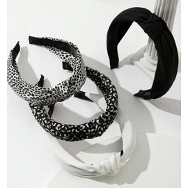Knotted Headbands for Women Non Slip Fashion Women Headbands for Hair Cute Hairband for Women's Hair Wide Top Knot Hair Hoops for Girls Black White Leopard Head Band Trendy Hair Accessories for Women