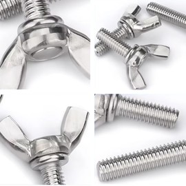 Leliafleury 10Pcs Butterfly Wing Screws M6 x 12mm Stainless Steel Wing Bolt Hand Twist Tighten Fasteners for DIY Tools Machinery Electronic Equipment