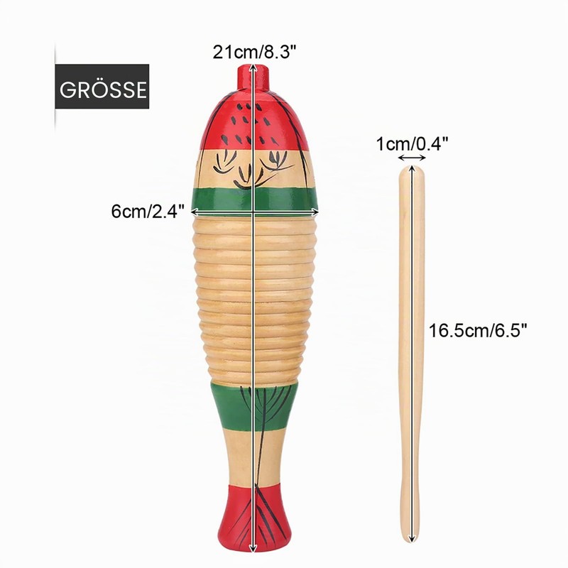 Colorful Guiro Wooden Fish Shaped Instrument Latin Percussion Musical Instruments