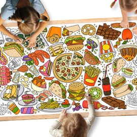 Gatherfun Giant Kids Coloring Poster | 31.5 x 72 Fun Food-Themed Activity for Classroom, Birthday & Events | Versatile as Wall Décor or Table Cover
