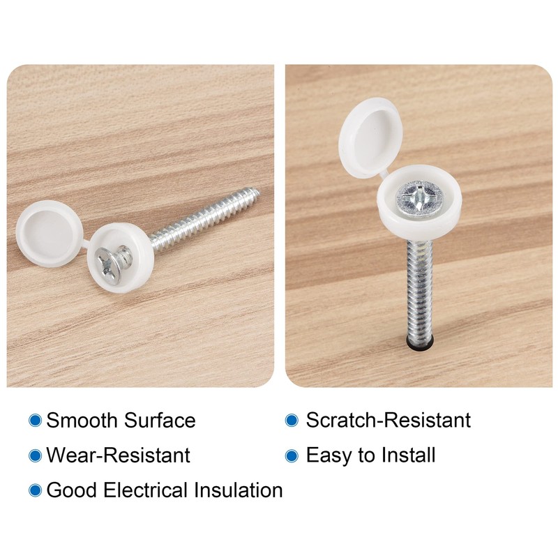 sourcing map Hinge Screws Cover Caps 5.8 mm Hole Folding