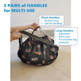 GIMIRO Multifunctional Foldable Bag Travel Duffel Backpack Handbag Shoulder Bag Large Capacity Shopping Bags Sports Fitness Bags, navy blue cartoon, Bag