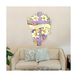 Easter Cross He is Risen, Wall and Lawn Decor art by Susan Winget Large Yard Decoration 8471303F-SW - Designocracy