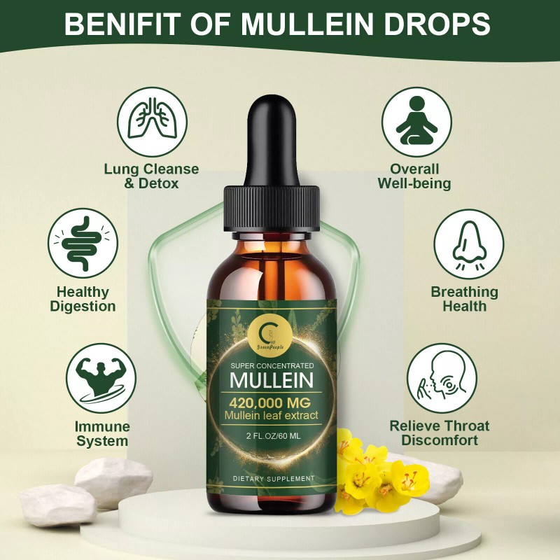 GPGP Greenpeople 3 Bottles Mullein Leaf Drops Lung Cleanse Respiratory