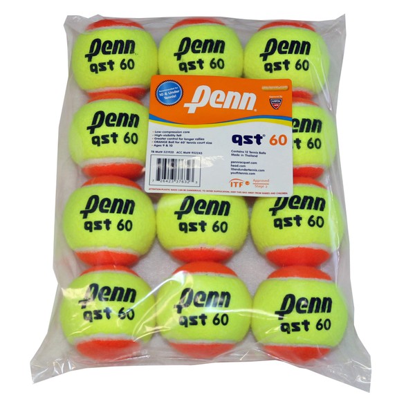 Penn QST 60 Tennis Balls - Youth Felt Orange Tennis