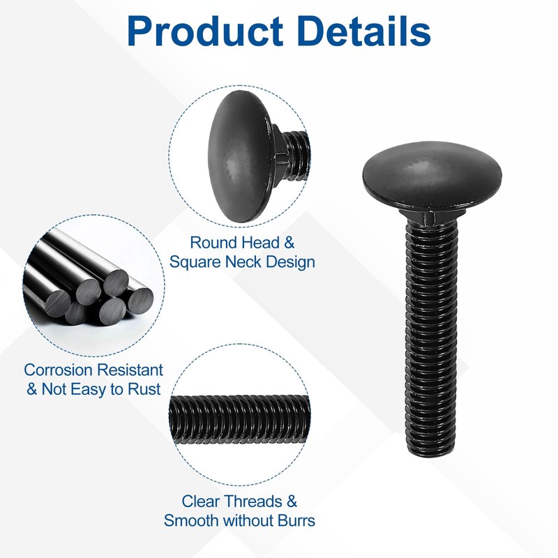 sourcing map 30Pcs Carriage Bolts, M6 x 35mm Stainless Steel