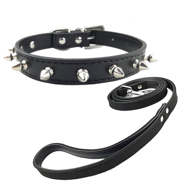 Newtensina Fashion Puppy Collar and Lead with Rivets Punk Studded