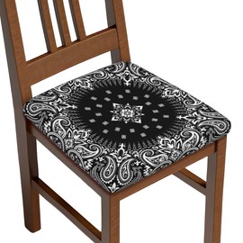 Mouxue Seat Covers for Dining Room Chairsset of Set of 4, Abstract Paisley Silk Scarf Pattern Style Stretch Chair Seat Covers Cushion Slipcovers for Kitchen Office